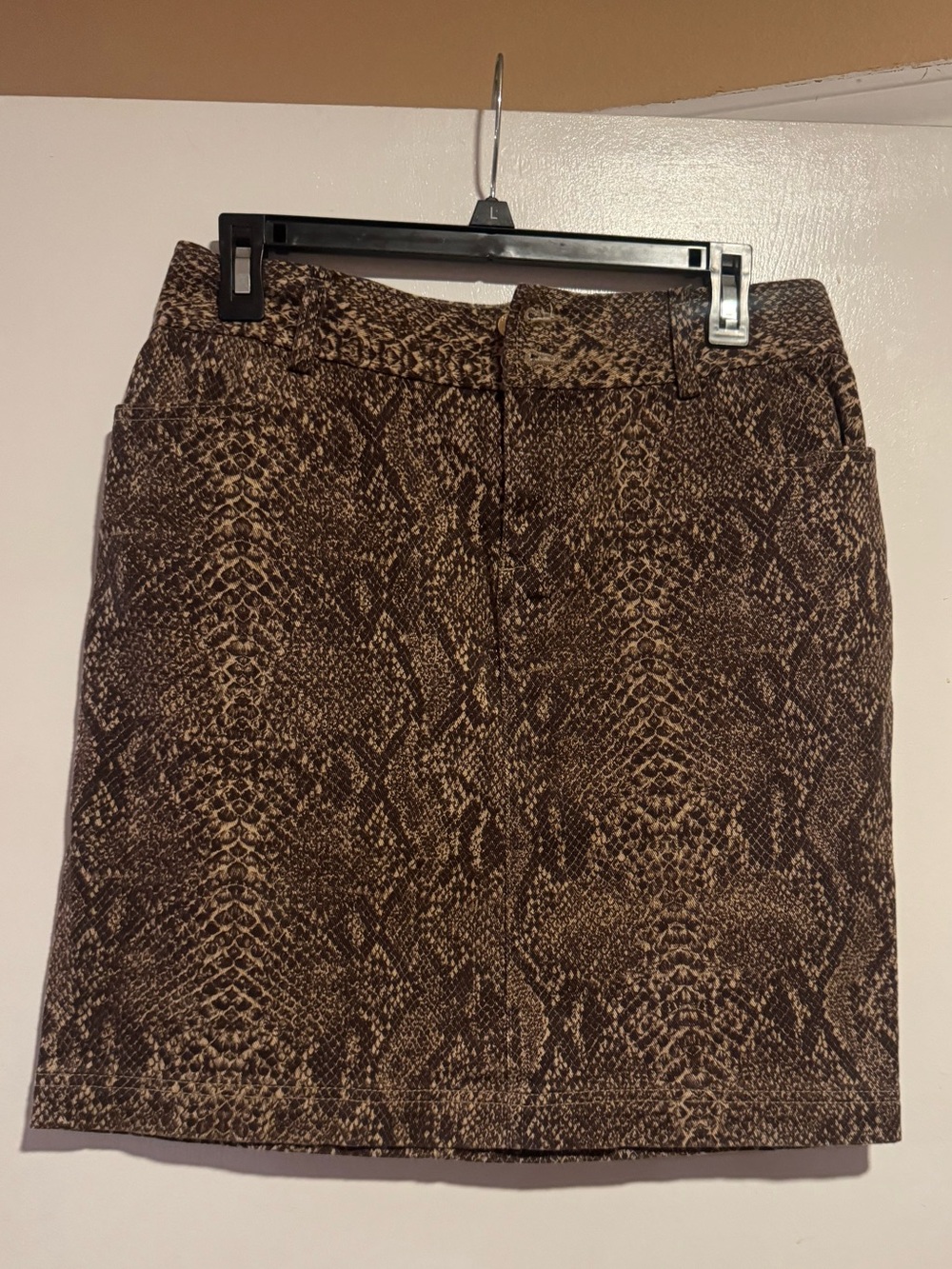 CHAPS Snakeskin Python Print Stretch Mini Skirt Size 6 Y2K